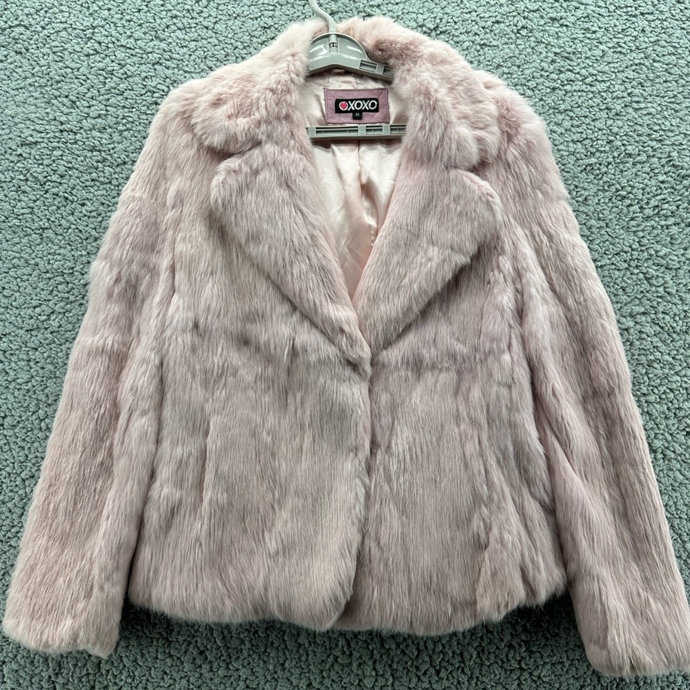 XOXO Vintage Coat Blush Rabbit Fur Coat SZ M - Picture 3 of 17
